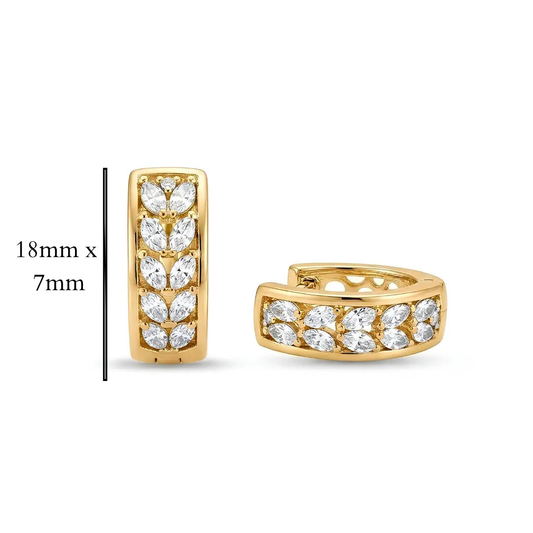 18K Gold Filled Diamond Huggie Earrings – 12mm Delicate Pavé Crystal Mini Hoop Earrings for Women
